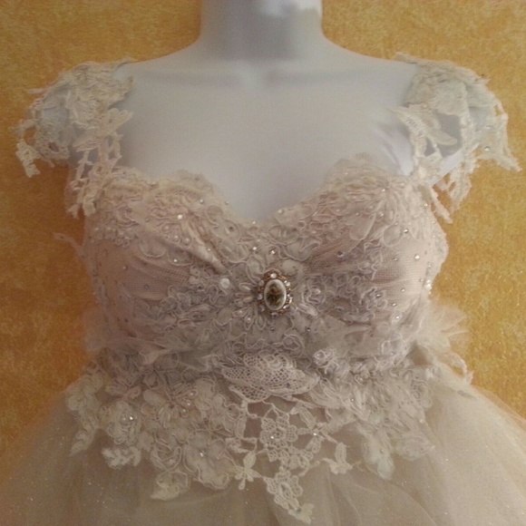 Lady Rose Ivory Lace Tulle  Backless Ballgown - Picture 5 of 8